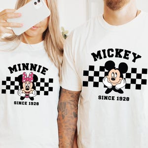 Comfort Colors* Mickey and Minnie Couple Shirt, Disney Characters Shirt, Checkered Disney Shirt, Matching Disney Shirts, Checkered Disney