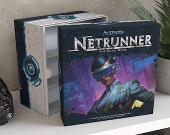 Personalized Android Netrunner LCG Storage Box | High Capacity Organizer, Holds 5000 Unsleeved Cards, Unofficial Accessory, Corp Blue