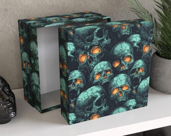 Personalized Gothic Skull Storage Box | Keepsake Chest, Large Custom Memory Box, Alternative Home Decor, "Memento Mori"