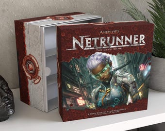 Personalized Android Netrunner LCG Storage Box | High Capacity Organizer, Holds 5000 Unsleeved Cards, Unofficial Accessory, Runner Red