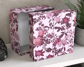 Personalized Vintage Rose Storage Box | Keepsake Chest, Large Custom Memory Box, Floral Decor, "Briar Rose Sanctum"
