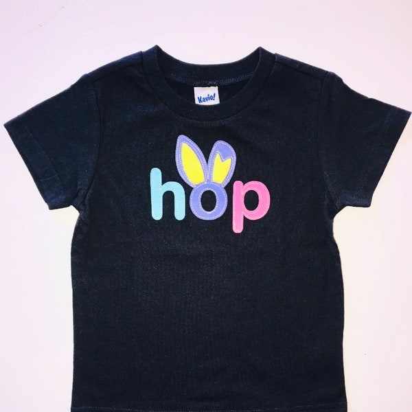 HOP! Easter Shirt, Furry Bunny Ears, Toddler Baby Boy Girl Easter Shirt, 6 12 18 24 2T 3T 4T 5T Black, Aqua, Pink, Yellow, Etsy kid's fashio