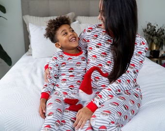 Worldwide Santa UNISEX ADULT Pajamas, Black Santa Pajamas, Brown Santa Pajamas, Multi-racial Santa Claus, Family Christmas Pajamas