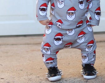 Worldwide Santa, Santa Claus Harem Pants ONLY, Toddler Santa Pants, Baby Christmas Pants, Baby Santa Claus, Multi-racial Santa, Black Santa