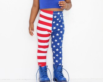 Baby Girl Baby Boy Stars and Stripes American Flag Leggings: Etsy kid's fashion, toddler 4th of July, Merica Leggings, Red White and Blue