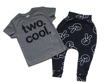 TWO. COOL. Birthday Shirt AND Pants Toddler Baby Boy, Girl, "two cool" 2 year old Birthday Outfit -many colors available - Etsy kids fashion