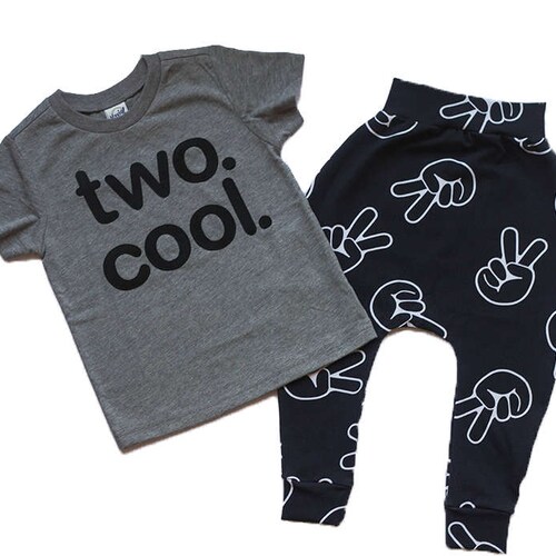 TWO. COOL. Birthday Shirt AND Pants Toddler Baby Boy Girl Etsy