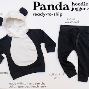 Unisex Panda Bear Hoodie AND Joggers, Boy Girl Play Dress-Up Costume Baby, Toddler, Child Costume, Cotton, Easy, Cute Panda Hoodie, Comfy