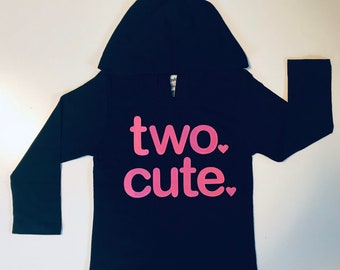 TWO. CUTE. Long Sleeve Hoodie Black, Grey, or Indigo Toddler Baby Boy, Girl, "two cool" 2 year old Birthday shirt -Etsy kid's fashion, cloth