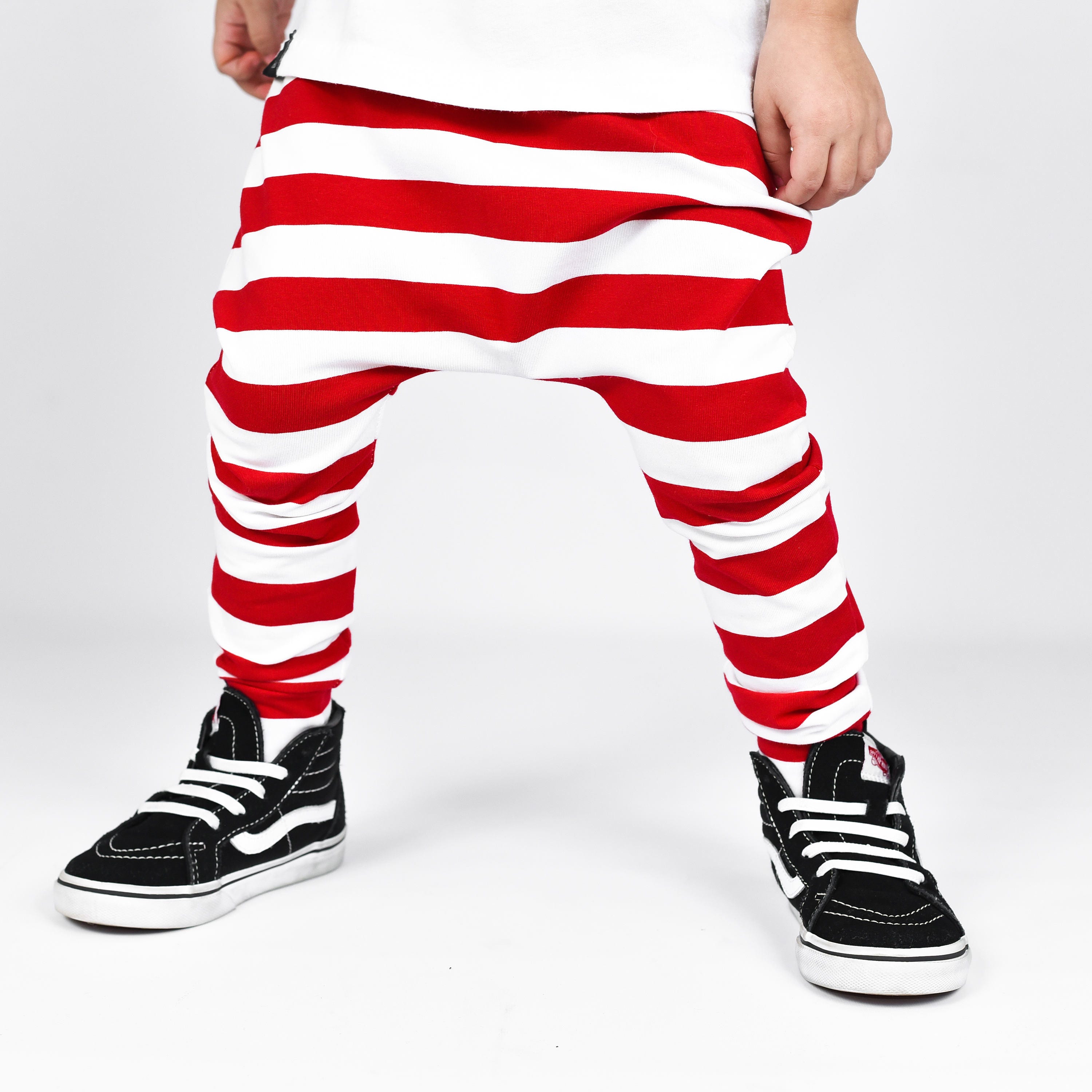 Red and White Stripe Harem Pants, Kid's V-day Pants, Heartbreaker