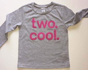 TWO. COOL. LONG Sleeve, Grey, Black, Red. Many Letter Colors, Toddler Baby Boy, Girl, "two cool" 2 year old Birthday shirt - Etsy kid's fash