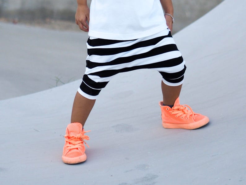 Black and White Stripe Baby Harem Shorts Etsy Kid's Etsy