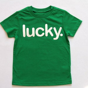 LUCKY. Baby Toddler Boy Girl St Patrick's Day, St Patricks Day shirt - Kelly Green Black Grey - Baby Outfit