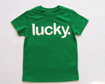 LUCKY. Baby Toddler Boy Girl St Patrick's Day, St Patricks Day shirt - Kelly Green Black Grey - Baby Outfit