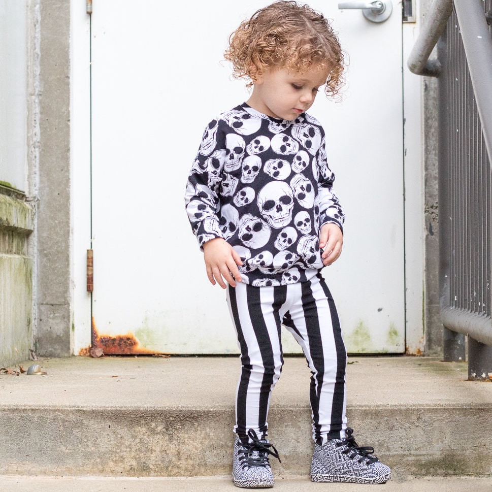 MEandREEKIE Black and White Vertical Stripe Leggings, Beetlejuice Pants, Toddler Girl Halloween, Baby Halloween Leggings, Kid's Pirate Pants