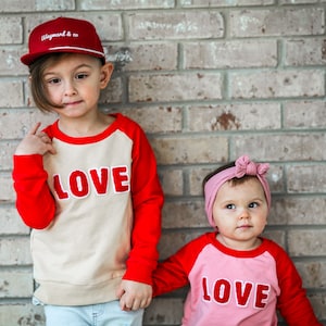 LOVE Ready to Ship Valentines Day Sweatshirt 6 months to 7T Unisex Kid's Pink Red and Tan V-Day Shirt, Boy's Valentine's Day Clothes image 6