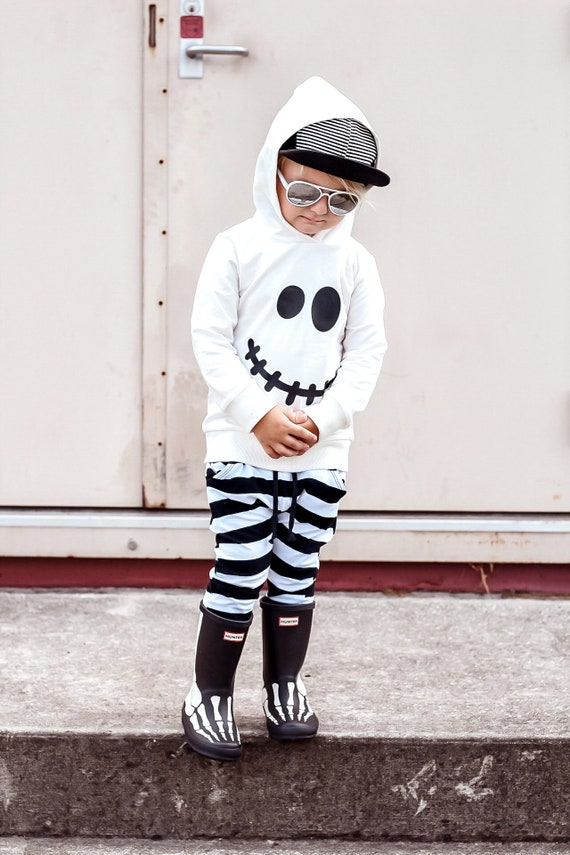 Black and White Stripe Kid's Jogger Pants, Kid's Pirate Costume