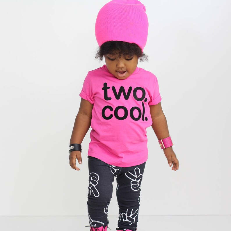 TWO. COOL. Toddler Baby Boy, Girl, two cool 2 year old Birthday shirt Grey Red Fuchsia Olive Black Etsy kid's fashion, clothes 2nd image 4