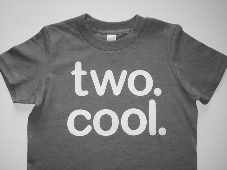 TWO. COOL. Toddler Baby Boy, Girl, two cool 2 year old Birthday shirt Grey Red Fuchsia Olive Black Etsy kid's fashion, clothes 2nd image 3