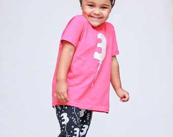 Third Birthday Balloon Shirt AND Leggings Toddler Boy, Girl, 3 year old Birthday Outfit -many colors available - Etsy kids fashion, 3rd, 3