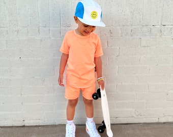 Toddler Kid's Neon Orange Shorts and T-Shirt, Toddler Boy Summer Clothes, Cool Baby Clothes, Bright Color Kid's Clothes