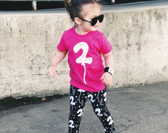 Second Birthday Balloon Shirt AND Leggings Toddler Boy, Girl, 2 year old Birthday Outfit -many colors available - Etsy kids fashion