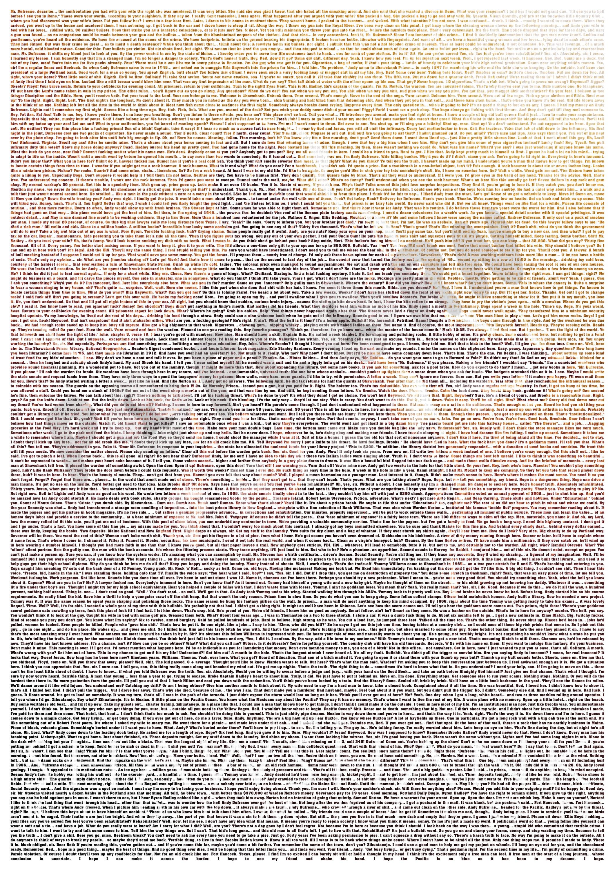 The Shawshank Redemption Movie Script Poster | Memorabilia Script ...
