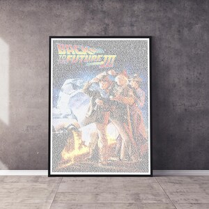May include: A framed poster with a black background and the text "Back to the Future III" in white. The poster features a scene from the film with Marty McFly and Doc Brown in a vintage car.