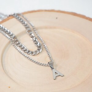Collar con letra inicial de plata, letra de identificación para novios, esposos, inicial de hijo, regalo para papá, regalo personalizado creado por WJS925 Jewelry Design