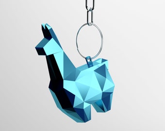 Diamond Llama Keychain 3D STL Files, 3D Keychain Print Files, stl keychain.