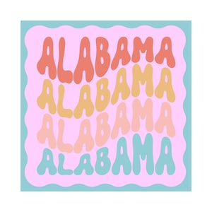 Retro Alabama Wall Art: Preppy Dorm Decor (Digital Download)