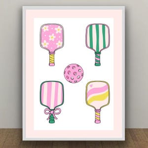 Pickleball Print, PIckleball Print Wall Art, Pickleball Art Print, Preppy Wall Art, Pickleball Printables, Pickleball Download, Girly Art