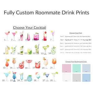 Custom Roommate Drink Print, Personalized Roommate Wall Decor, Custom Roommate Name Wall Art, Custom Cocktail Wall Art, Cocktail Printable