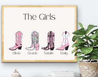 Custom Cowgirl Boot Roommate Print: Preppy Western Dorm Decor (Digital Download)