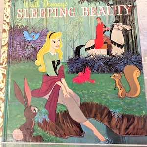 Little Golden Book Vintage Sleeping Beauty Hard to Find rare. HTF LGB Disney for junk journal or collectors 1957 red edge