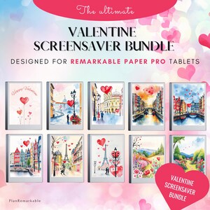 Sleep Screen bundle Valentine for e-ink tablet | Suitable for Remarkable Paper Pro tablets | Screensaver templates | Valentine bundle