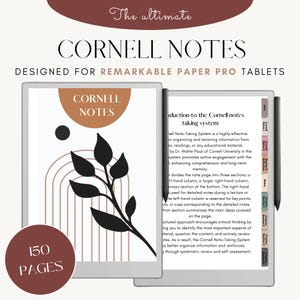 Cornell Notes dla tabletu e-ink | Nadaje się do tabletów Remarkable Paper Pro | Cyfrowy notatnik | Szablon do robienia notatek | hiperłącze pdf