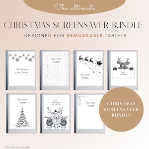 Christmas Screensaver bundle for e-ink tablet | Suitable for Remarkable 1 and 2 tablets | Screensaver | Christmas bundle with 7 designs