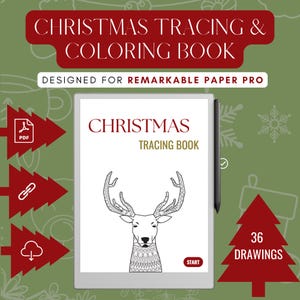 Christmas Tracing & Coloring  Book for e-ink tablet | Suitable for Remarkable Paper Pro tablets | Mindfullness | Eink Adult Coloring Book