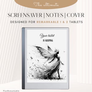 Sleep screen, notebook screen and cover for e-ink tablet | Suitable for Remarkable 1 and 2 tablets, Supernote and Boox | Screensaver | Fairy