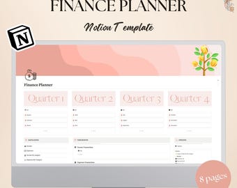 Puede incluir: Una pantalla de ordenador que muestra una plantilla de Notion para un planificador financiero. La plantilla está dividida en cuatro trimestres, cada uno representando un trimestre diferente del año. La plantilla incluye secciones para ingresos, gastos y otra información financiera. La plantilla está diseñada para ayudar a los usuarios a realizar un seguimiento de sus finanzas y tomar decisiones financieras informadas.