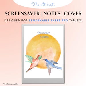 Sleep screen, notebook screen and cover for e-ink tablet | Suitable for Remarkable Paper Pro planner | Screensaver | notebook | cover birds