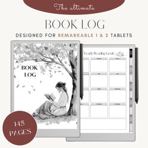 Book Log for e-ink tablet | Suitable for Remarkable 1 & 2 tablets | Reading journal | Book tracker | hyperlinked pdf