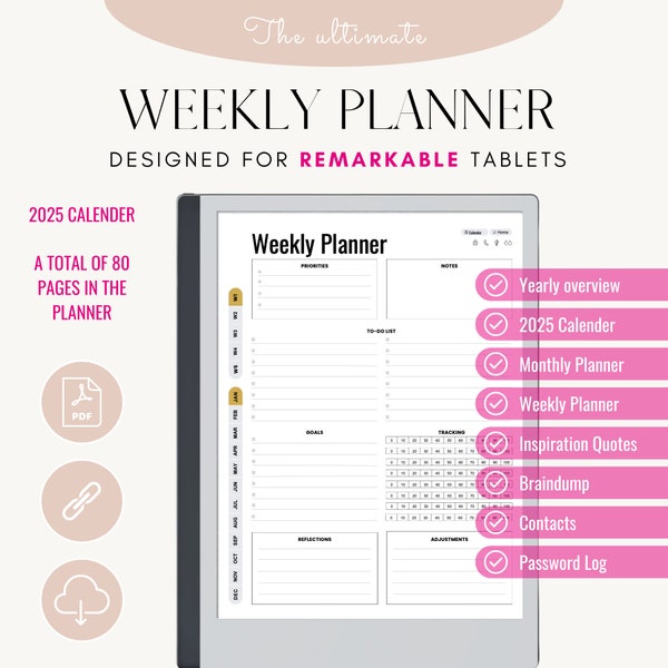 Remarkable Planner 2025 Etsy