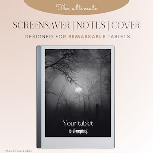 Sleep screen, notebook screen and cover for e-ink tablet | Suitable for Remarkable tablets | Screensaver | notebook | cover | night | trees