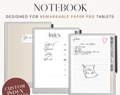 Minimalist Notebook for e-ink tablet | Suitable for Remarkable Paper Pro tablets | Digital notebook with custom index and tabs | lined pages