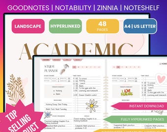 Academic Planner Aesthetic for Goodnotes, Notability, Zinna, Noteshelf | undated Monthly & Weekly Planner | for Students and Professionals
