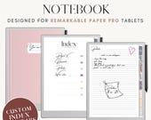 Minimalist Notebook for e-ink tablet | Suitable for Remarkable Paper Pro tablets | Custom index and tabs | Digital Notebook with tabs