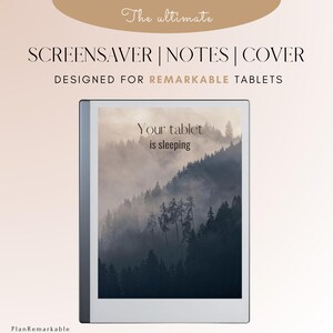 Sleep screen, notebook screen and cover for e-ink tablet | Suitable for Remarkable tablets | Screensaver | notebook | mountain | trees