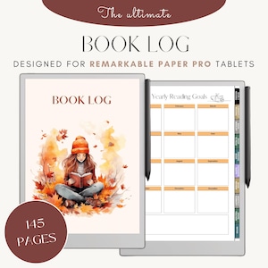 Registro dei libri per tablet e-ink / Adatto per tablet Remarkable Paper Pro / Diario di lettura / Tracciatore di libri / PDF con collegamento ipertestuale